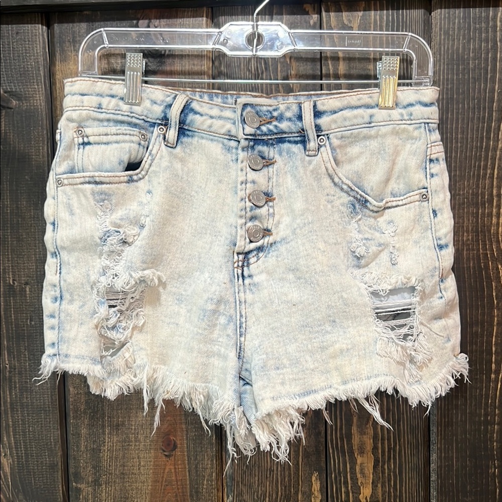 Harper Heritage Jean Shorts 26 Distressed Cutoffs Festival Boho High Rise Denim